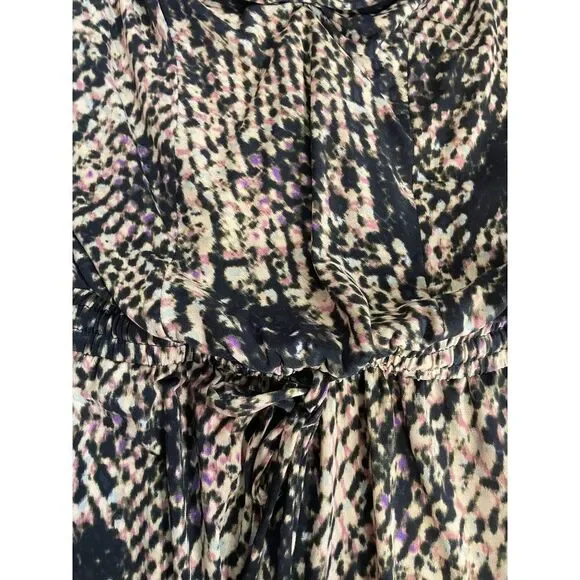 Vince Camuto  Black Pink Animal Print Wide Leg Cowl Neck Jumpsuit Small - Picture 4 of 6